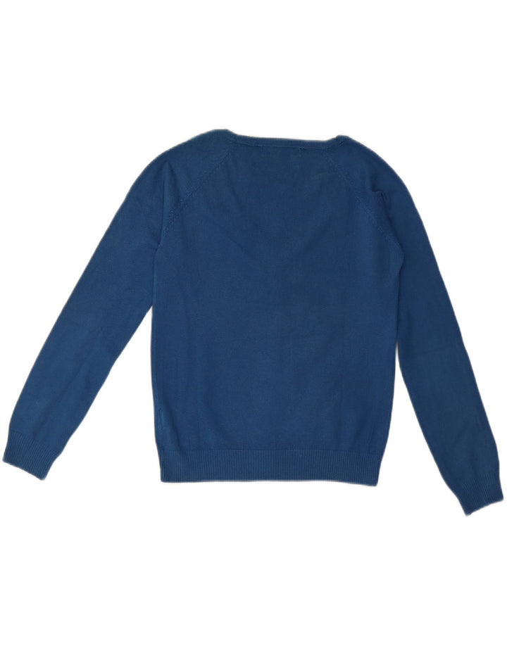 Zara Mujer Cárdigan Suéter UK 12 Algodón Azul Medio