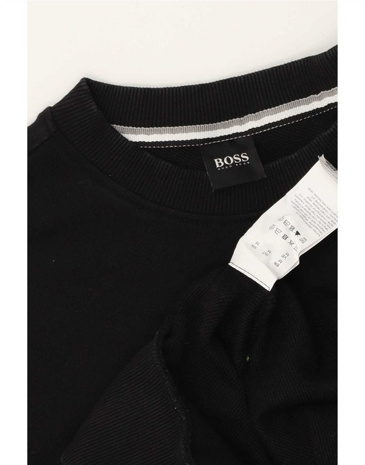 HUGO BOSS Hombre | Sudadera con gráfico tipo jersey de algodón negro mediano