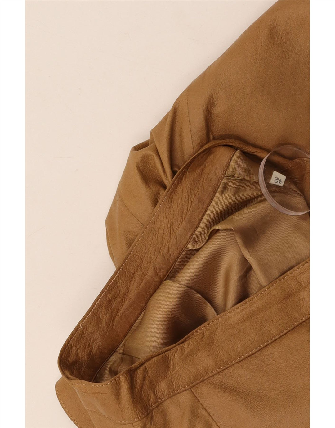 VINTAGE Falda de cuero de cintura alta para mujer IT 42 Medio W26 Marrón