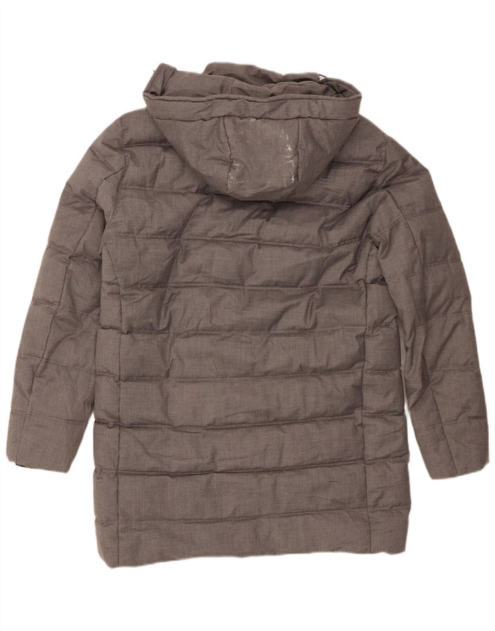 Zara Mens Abrigo acolchado con capucha UK 36 Small Gris Poliéster