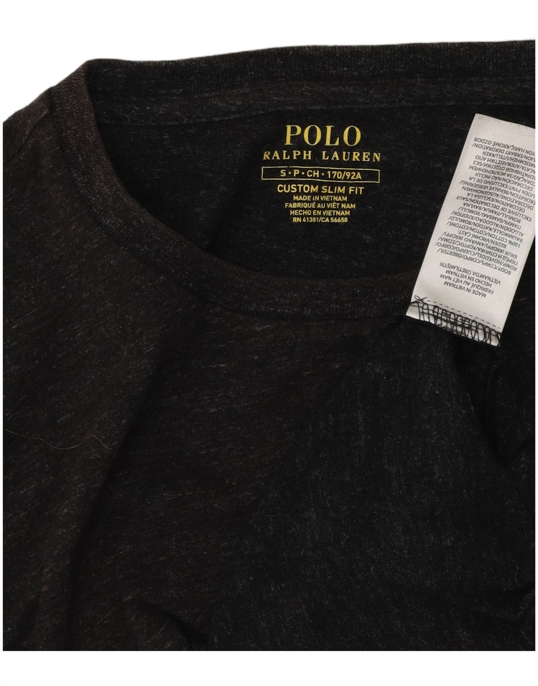 POLO RALPH LAUREN Camiseta ajustada personalizada para hombre Top pequeño gris moteado