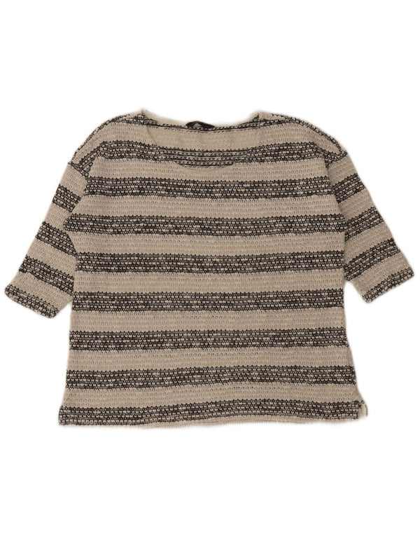 Marks & Spencer Blusa de Punto para Mujer Top UK 46 Grande de algodón a Rayas Blanco Roto