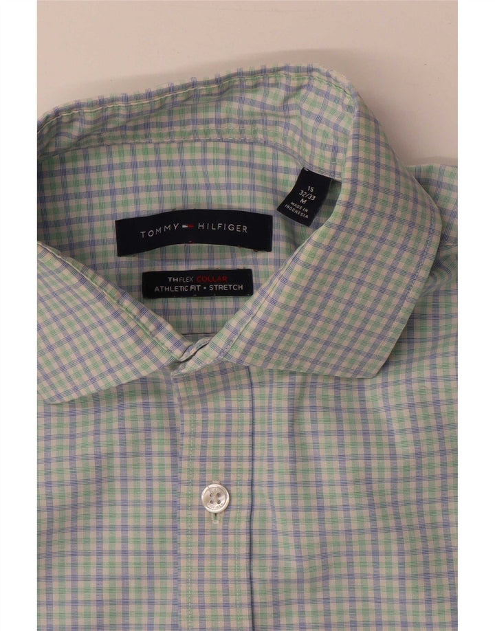 Tommy Hilfiger Camisa atlética para hombre Talla 15 Mediana Cuadros multicolores