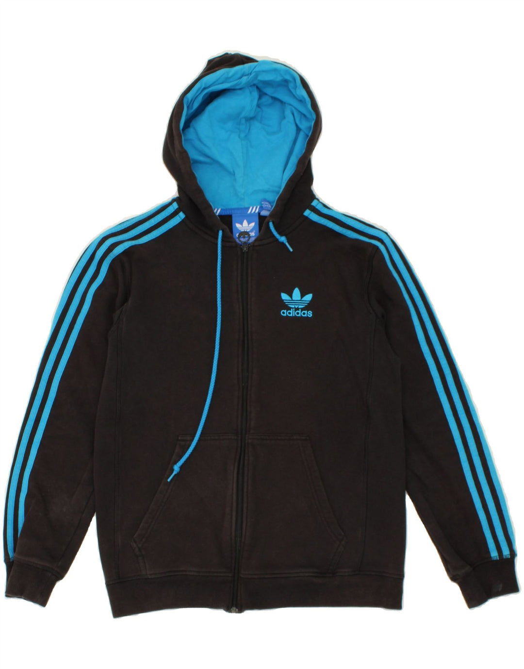 ADIDAS Suéter con capucha y cremallera para hombre Algodón negro mediano