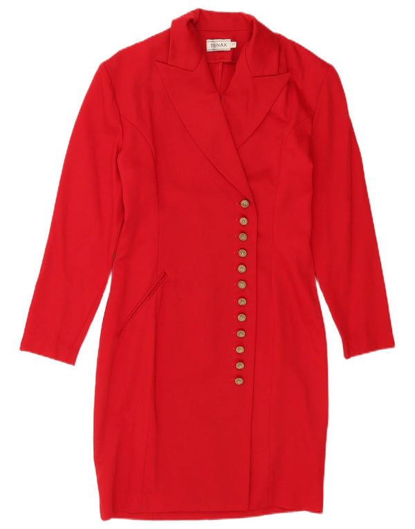Tenax Vestido tubo de manga larga para mujer UK 10 Small Red Wool