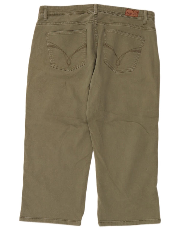 Lee Pantalones Capri Rectos para Mujer US 14 XL W36 L22 Algodón Caqui