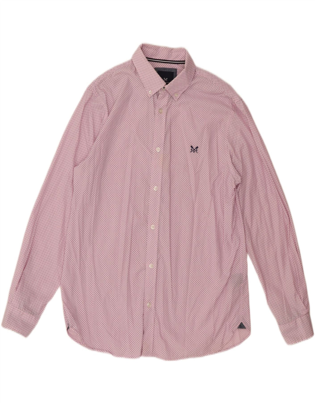 Crew Clothing Camisa de corte clásico para hombre de algodón con manchas rosa medio