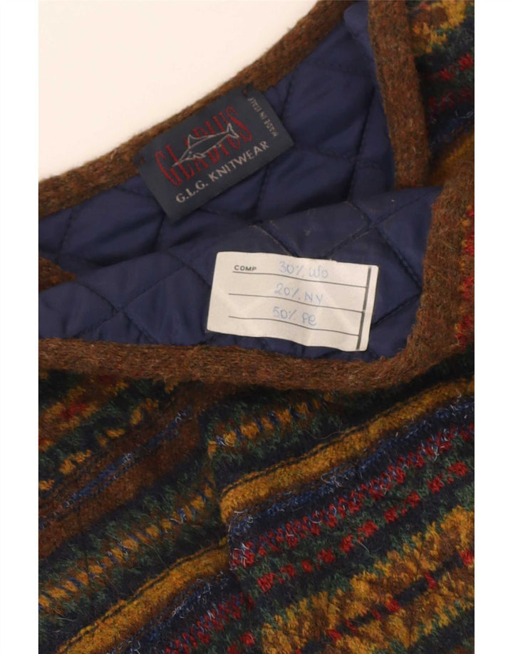 Vintage hombres sin mangas Cardigan suéter grande lana a rayas multicolores