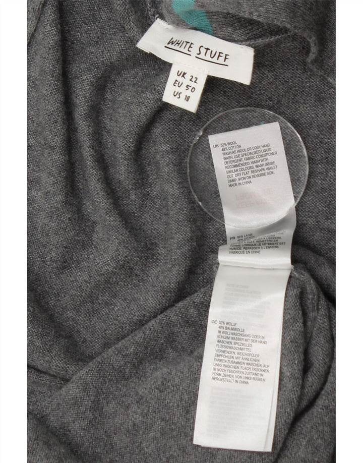 White Stuff Cárdigan largo extragrande para mujer, talla 48, 2XL, lana gris