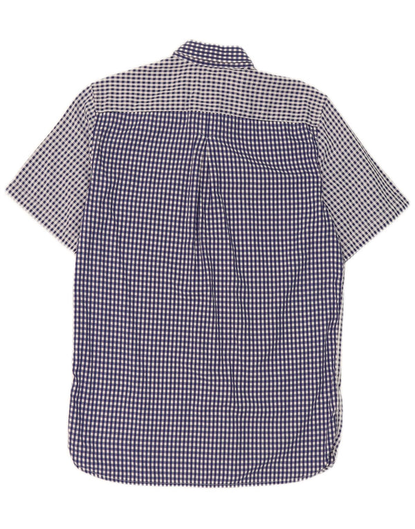 Camisa Fred Perry Hombre De Manga Corta De Algodón A Cuadros Azul Pequeño