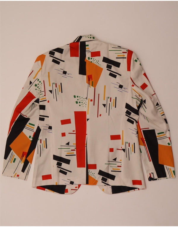 Vintage hombres 1 botón Blazer chaqueta Reino Unido 40 grande blanco geométrico