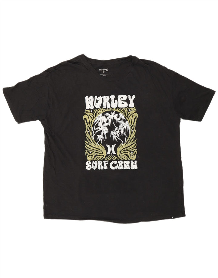 HURLEY Camiseta gráfica para hombre Top grande de algodón negro