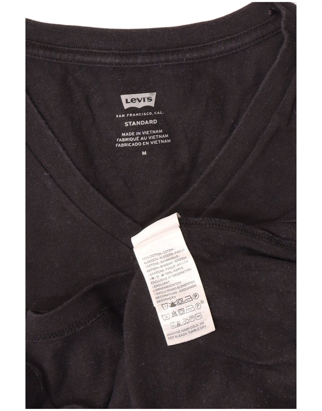 LEVI'S Camiseta estándar para hombre Top mediano de algodón negro