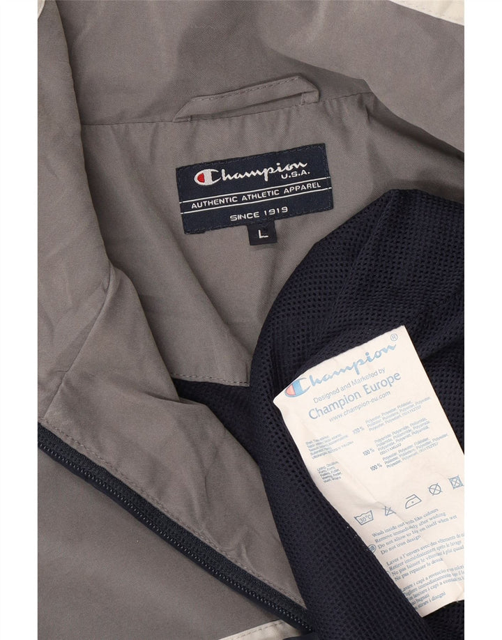 Champion Chaqueta de chándal para hombre, talla grande, poliéster con bloques de color azul marino