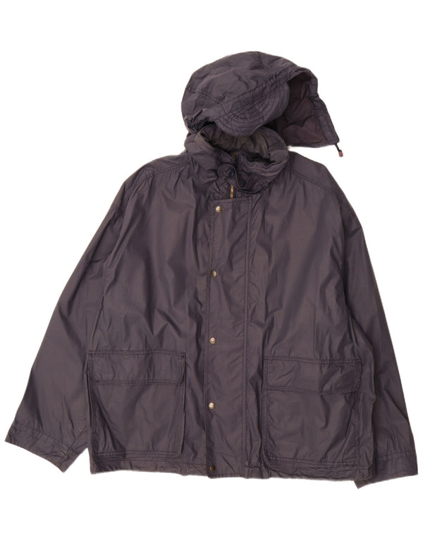 VINTAGE Chaqueta impermeable con capucha para hombre Reino Unido 42 XL Azul marino