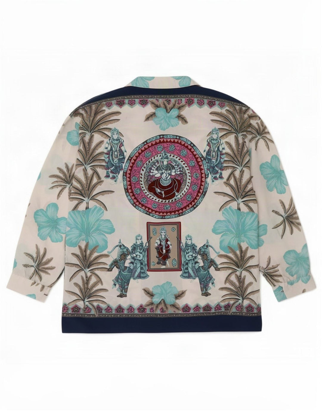 ACCORDO Blusa camisera con estampado abstracto para mujer UK 46 Grande Multicolor