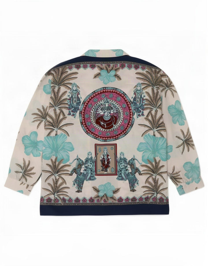 ACCORDO Blusa camisera con estampado abstracto para mujer UK 46 Grande Multicolor