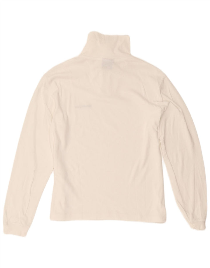 Champion Top con cuello y cremallera para mujer, manga larga, UK 44, algodón blanco mediano