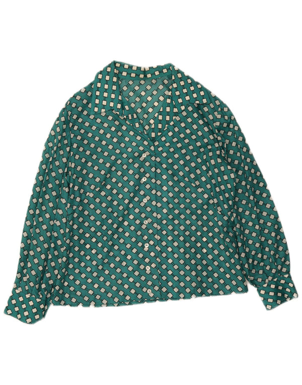 Vintage mujer camisa Reino Unido 16 grande verde geométrico