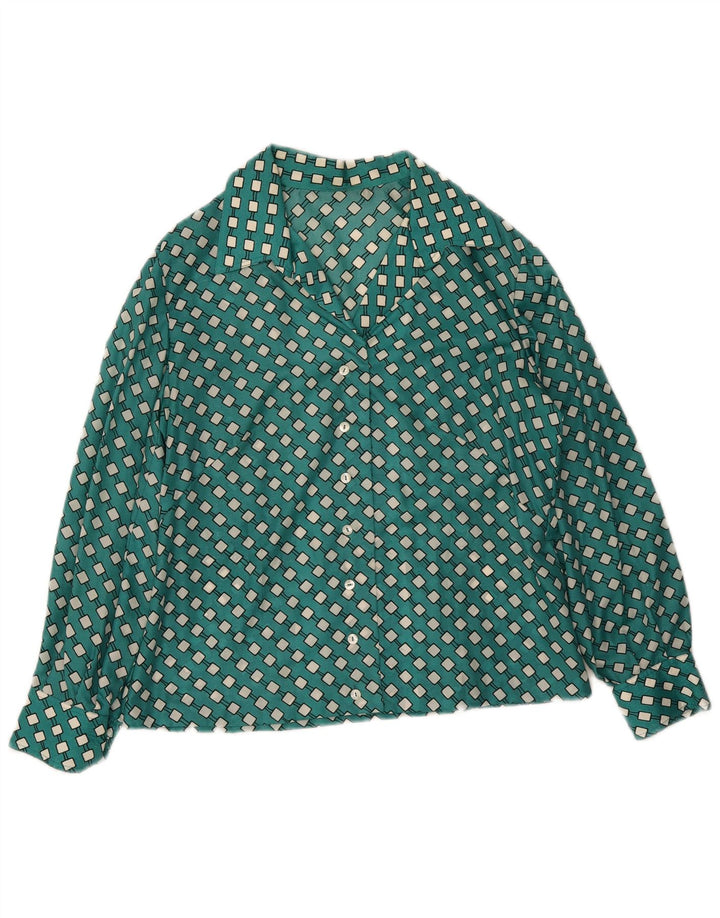 Vintage mujer camisa Reino Unido 16 grande verde geométrico