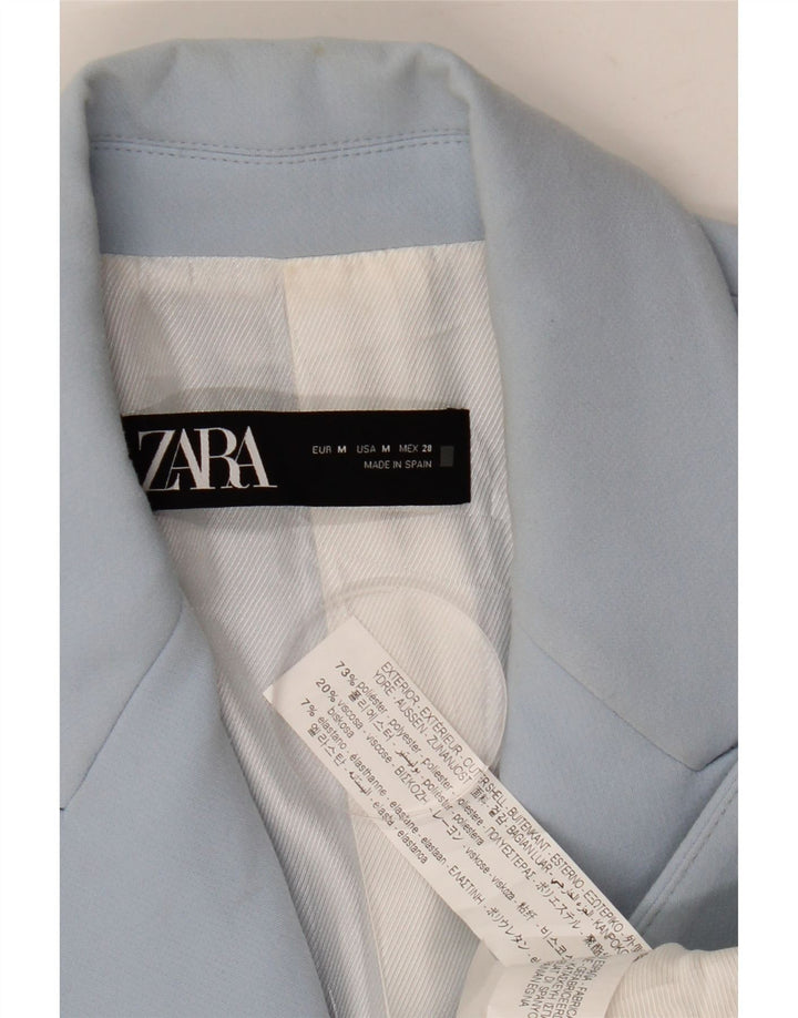 Zara Chaqueta Blazer De 3 Botones Para Mujer UK 42 Poliéster Azul Medio