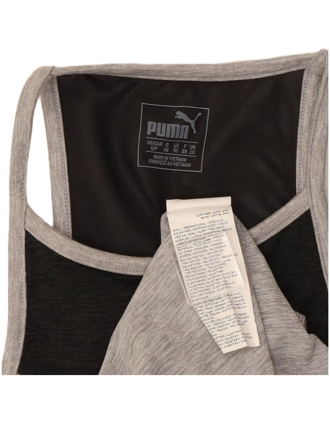 Puma Mujer Chaleco Top UK 10 Pequeño Gris Colorblock Poliéster