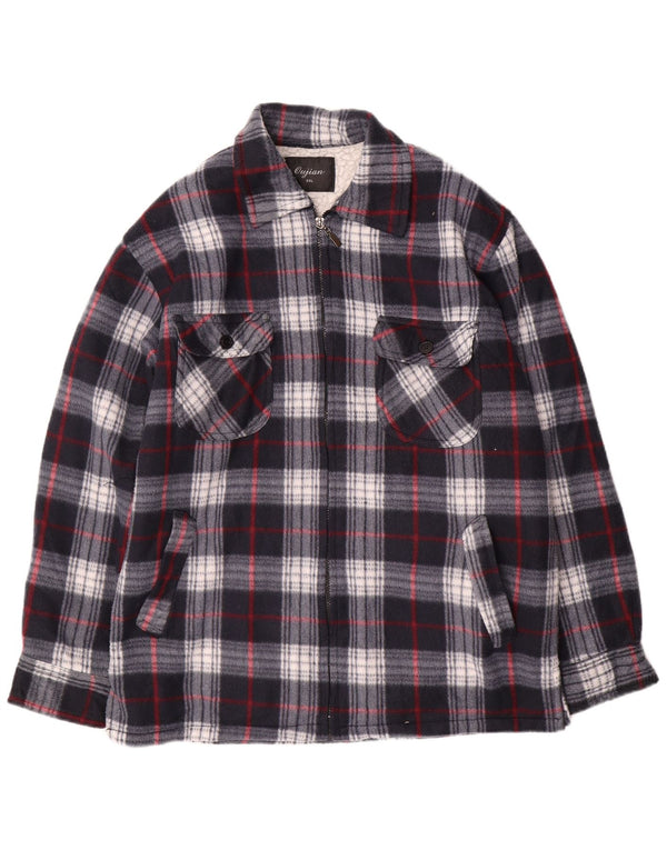 Vintage hombres chaqueta utilitaria Reino Unido 44 2XL azul marino comprobar algodón