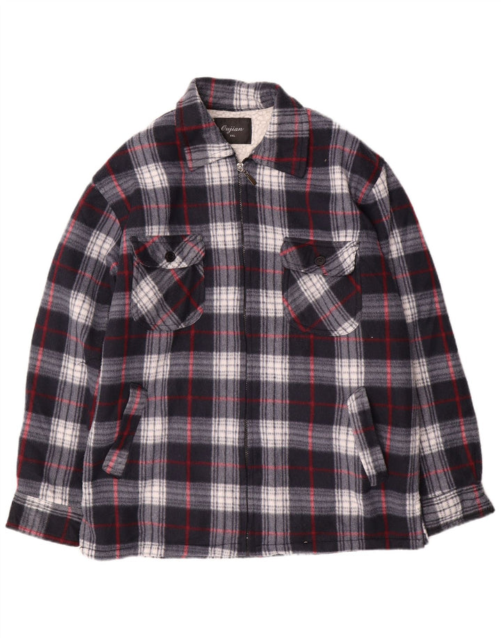 Vintage hombres chaqueta utilitaria Reino Unido 44 2XL azul marino comprobar algodón