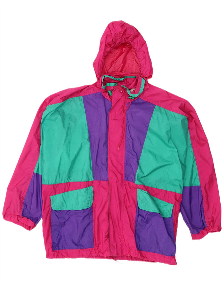 Rodeo Chaqueta impermeable con capucha para hombre IT 52/54 Large Pink Colourblock