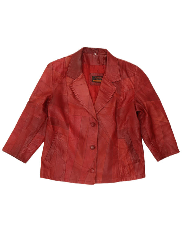 VINTAGE Chaqueta de cuero de manga 3/4 para mujer EU 40 Cuero rojo medio