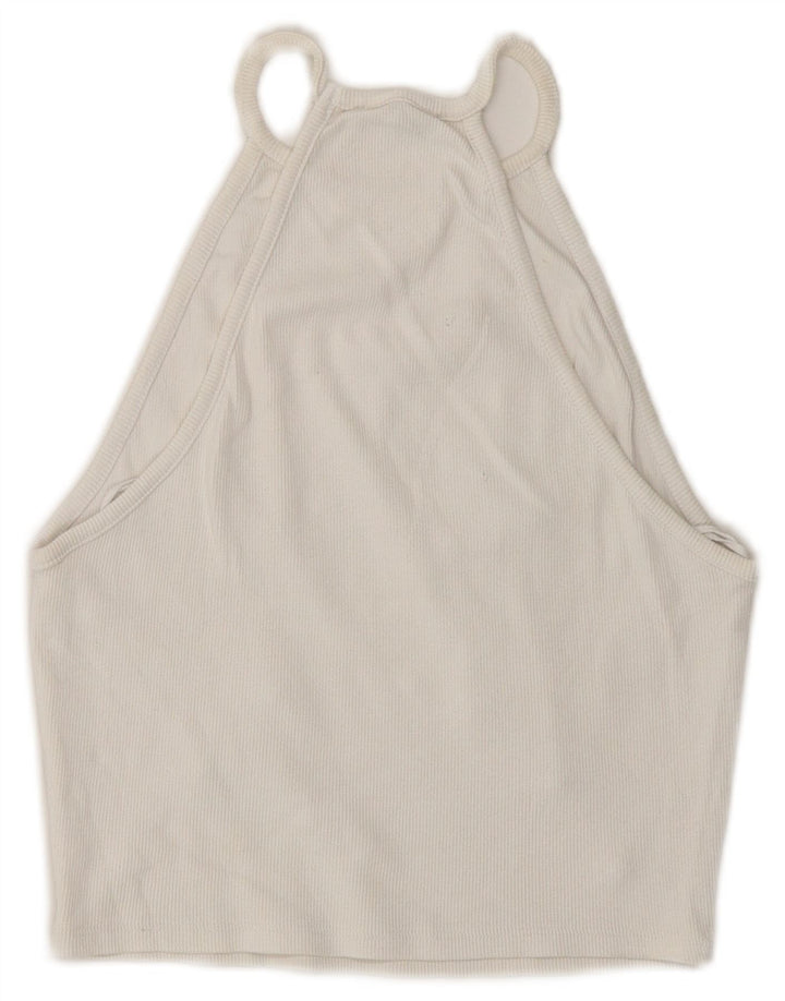 Zara Mujer Crop Halter Top UK 8 Small Blanco