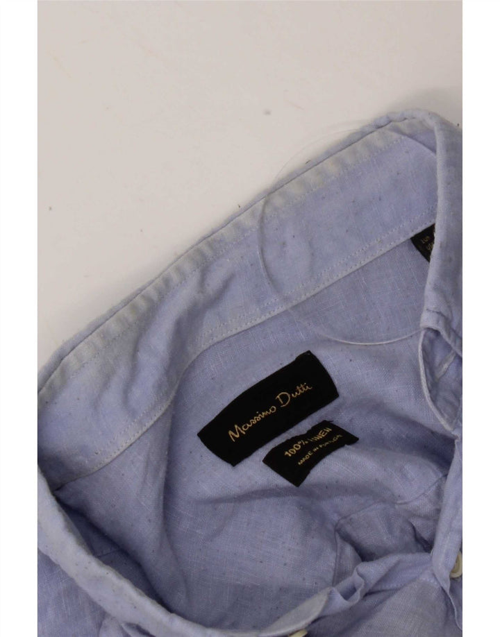 Camisa Massimo Dutti Hombre XL Lino Azul