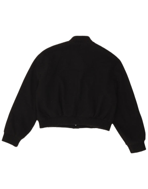 ZARA Chaqueta bomber corta extragrande para mujer UK 10 Small Poliéster negro