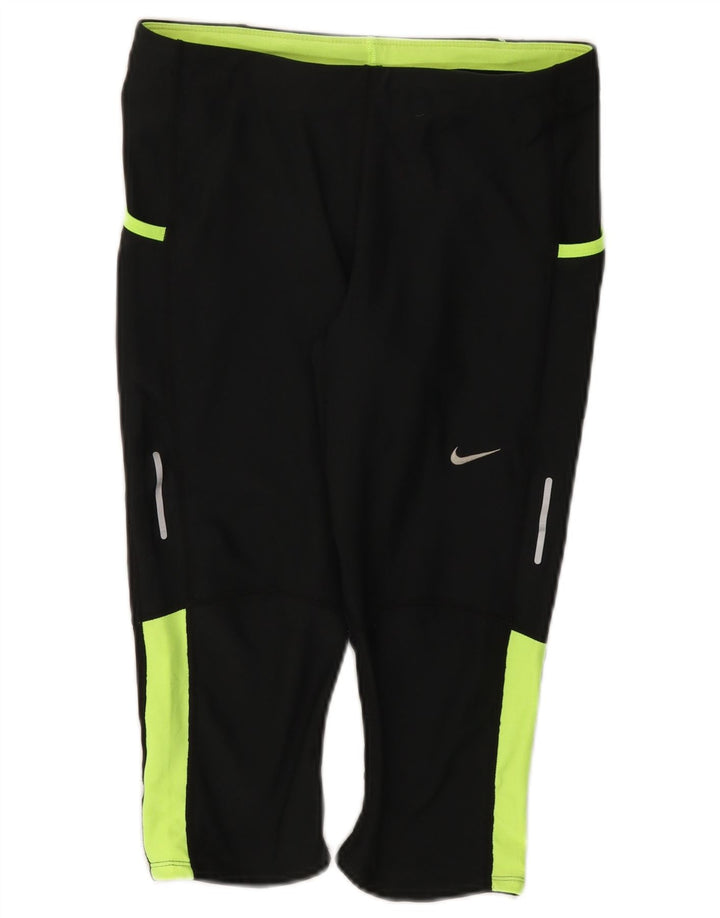 Nike Leggings capri Dri Fit para mujer UK 40 Mediano Negro Colorblock Poliéster