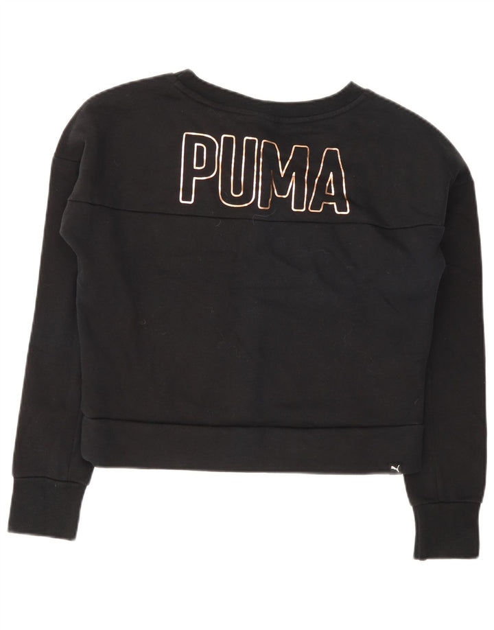 Puma Mujer Crop Sudadera Jumper UK 12 Mediano Negro Algodón