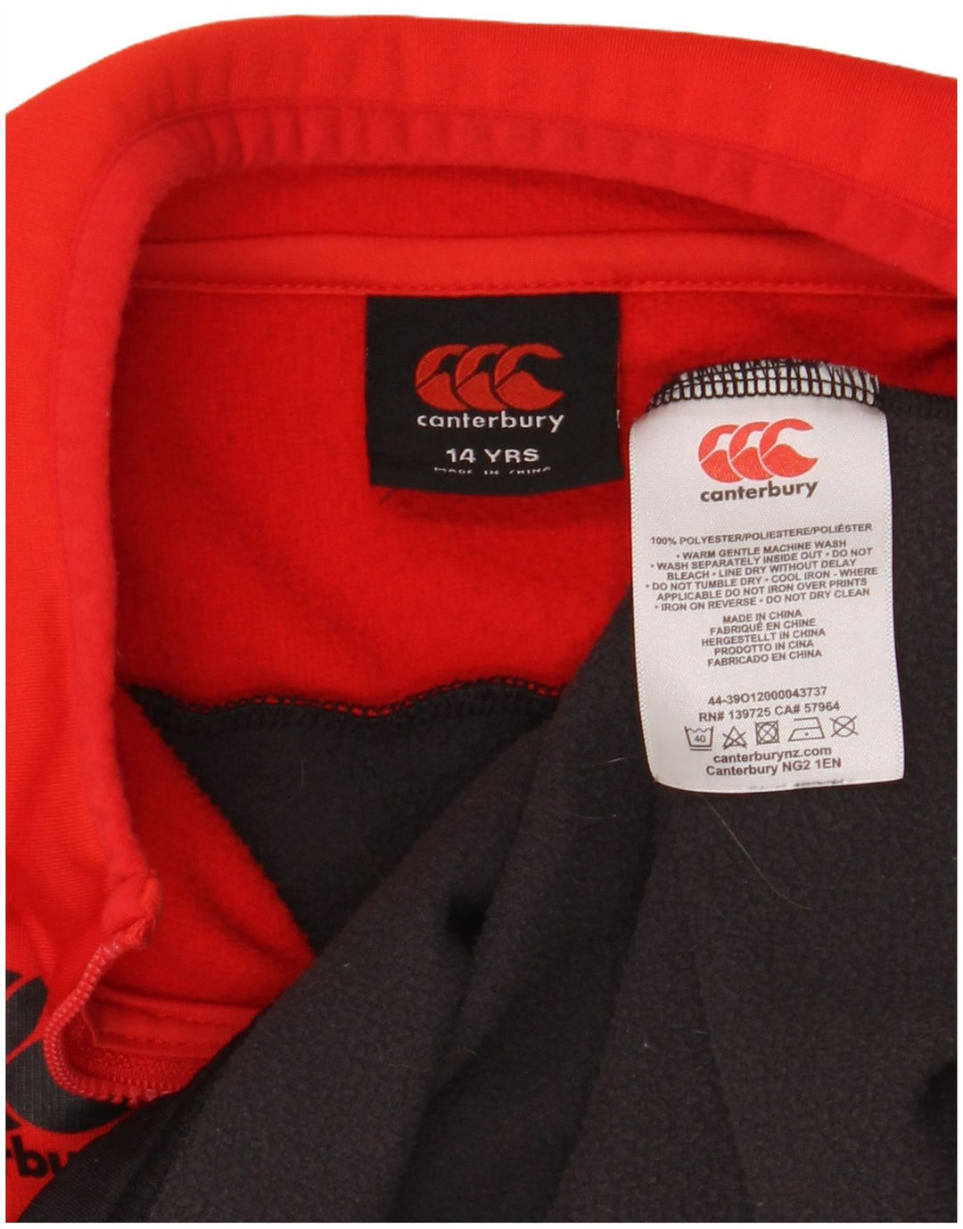 Canterbury Sudadera con cuello y cremallera para niños 13-14 años Negro Colorblock