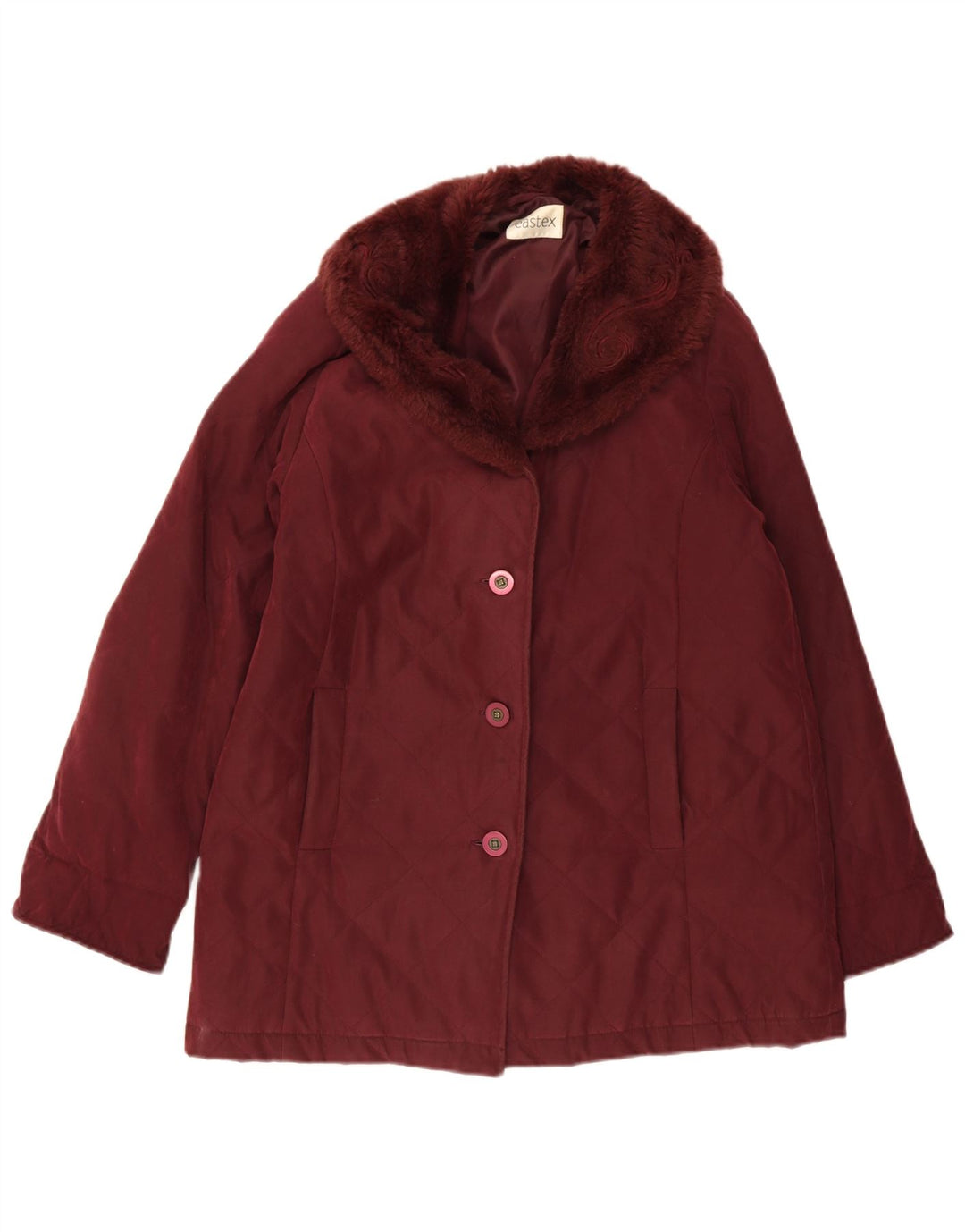EASTEX Womens Quilted Jacket UK 12 Medium  Burgundy Polyester