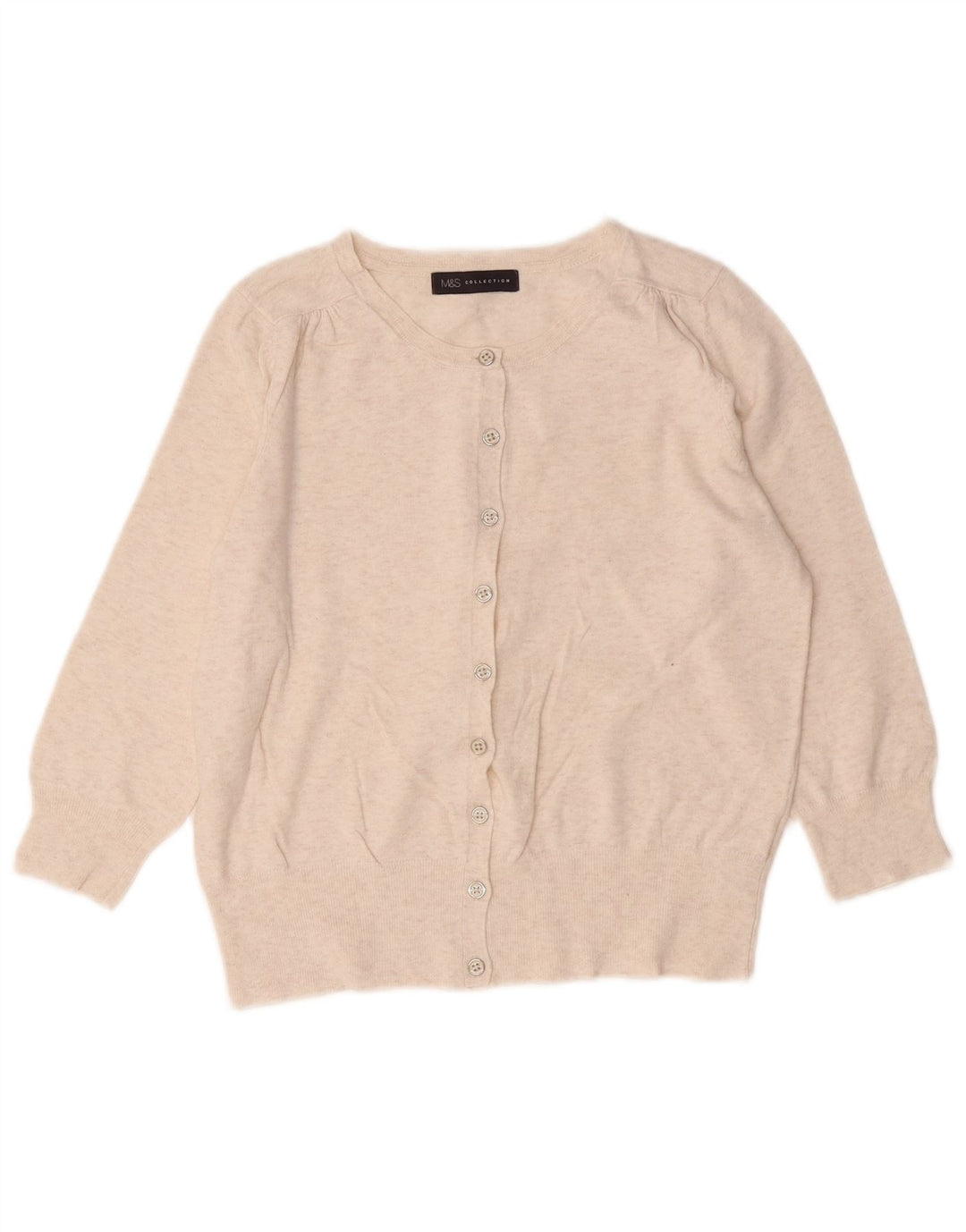 Marks & Spencer Suéter tipo cárdigan para mujer UK 10 Small Beige Moteado