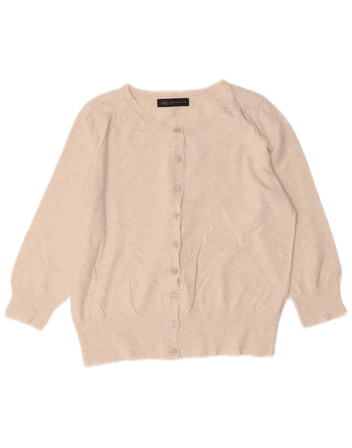 Marks & Spencer Suéter tipo cárdigan para mujer UK 10 Small Beige Moteado
