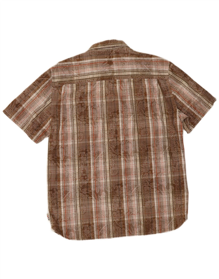 Camisa de manga corta para hombre Fat Face de algodón a cuadros en marrón medio