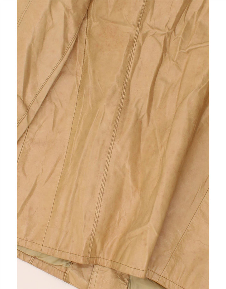 BARONE Womens Leather Jacket UK 14 Medium Beige Leather Vintage Barone and Second-Hand Barone from Messina Hembry 