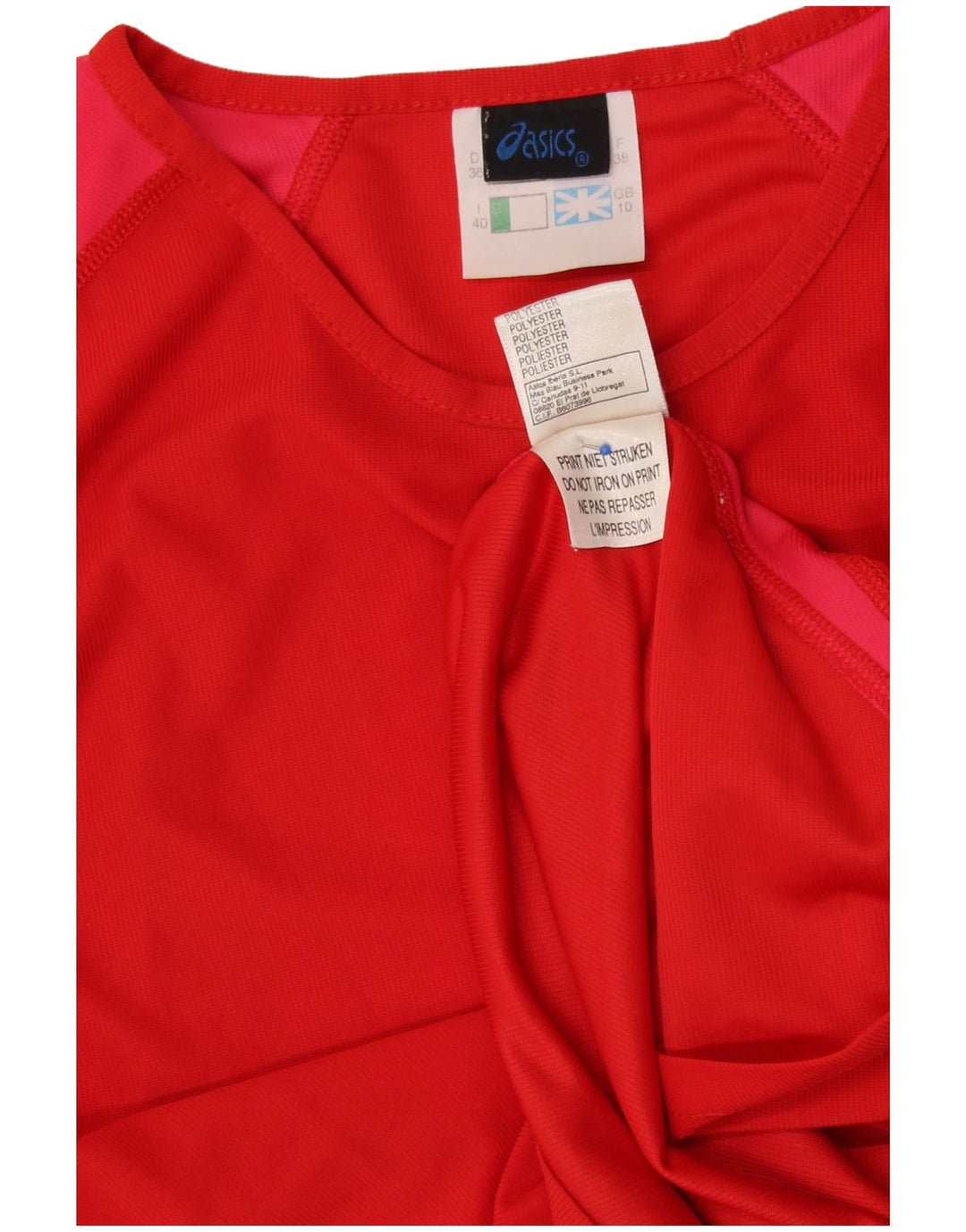 ASICS Top de mujer de manga larga UK 10 Small Red Colourblock Poliéster