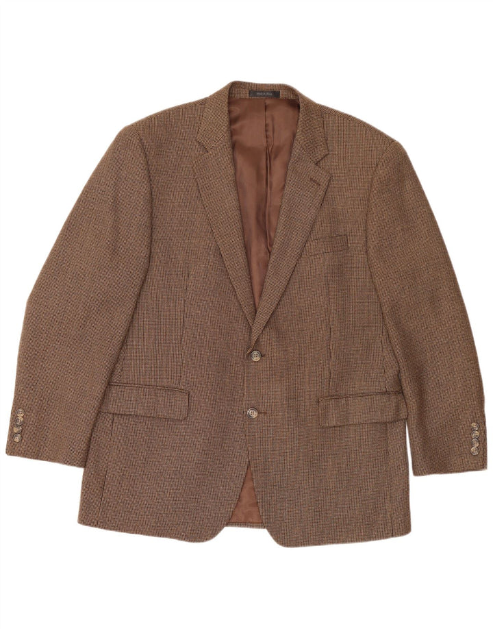 CHAPS Mens Slim 2 Button Blazer Jacket UK 42 XL Brown Houndstooth