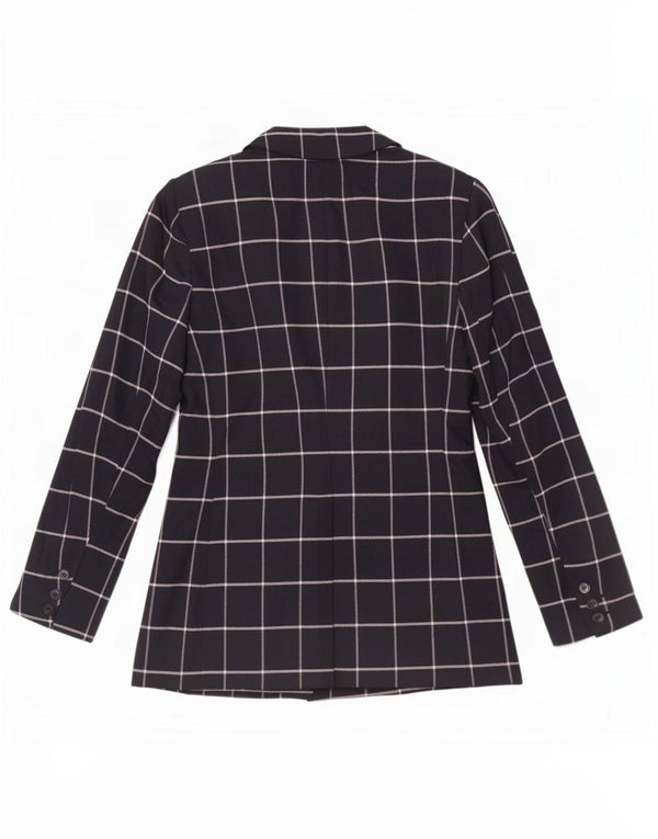 Marks & Spencer Womens Blazer Jacket UK 12 Medium Navy Blue Check