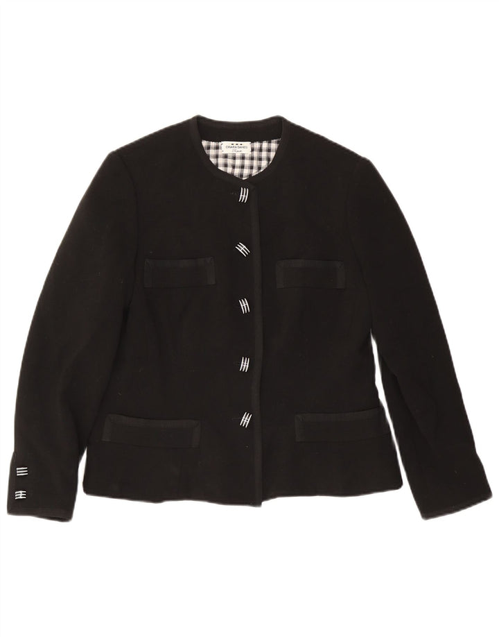Vintage mujer 5 botones Blazer chaqueta Reino Unido 12 medio negro