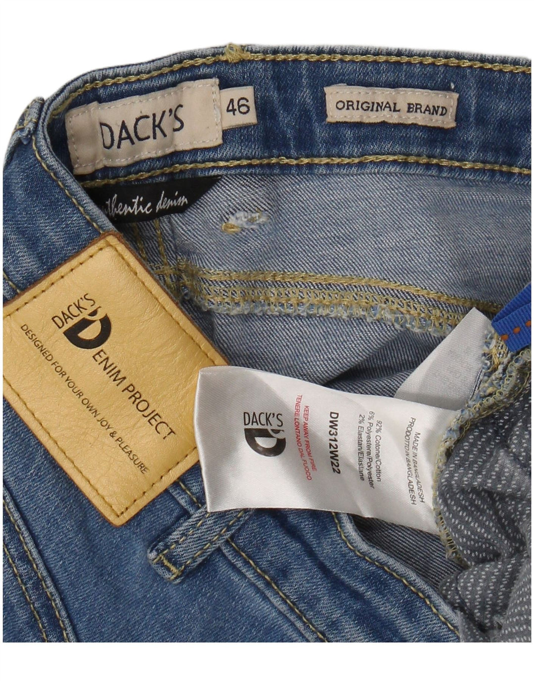 Dack's Jeans ajustados recortados para hombre EU 46 Small W30 L26 Algodón azul