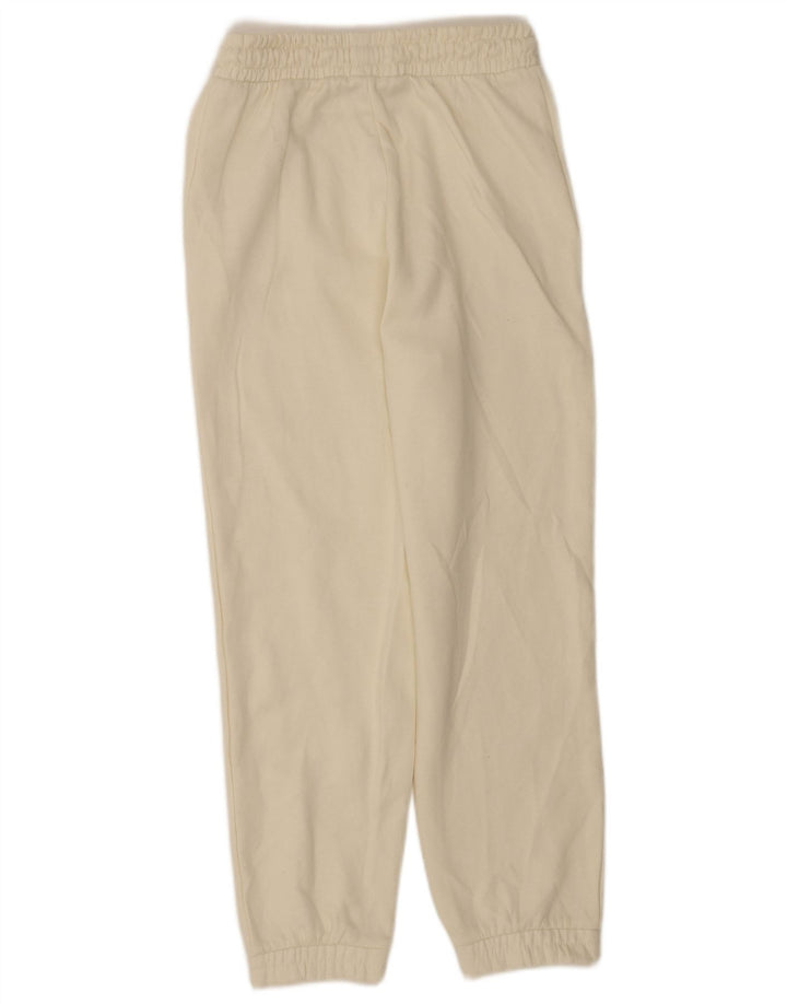 Zara Mujer Pantalones De Chándal Joggers UK 12 Medio Blanco Poliéster