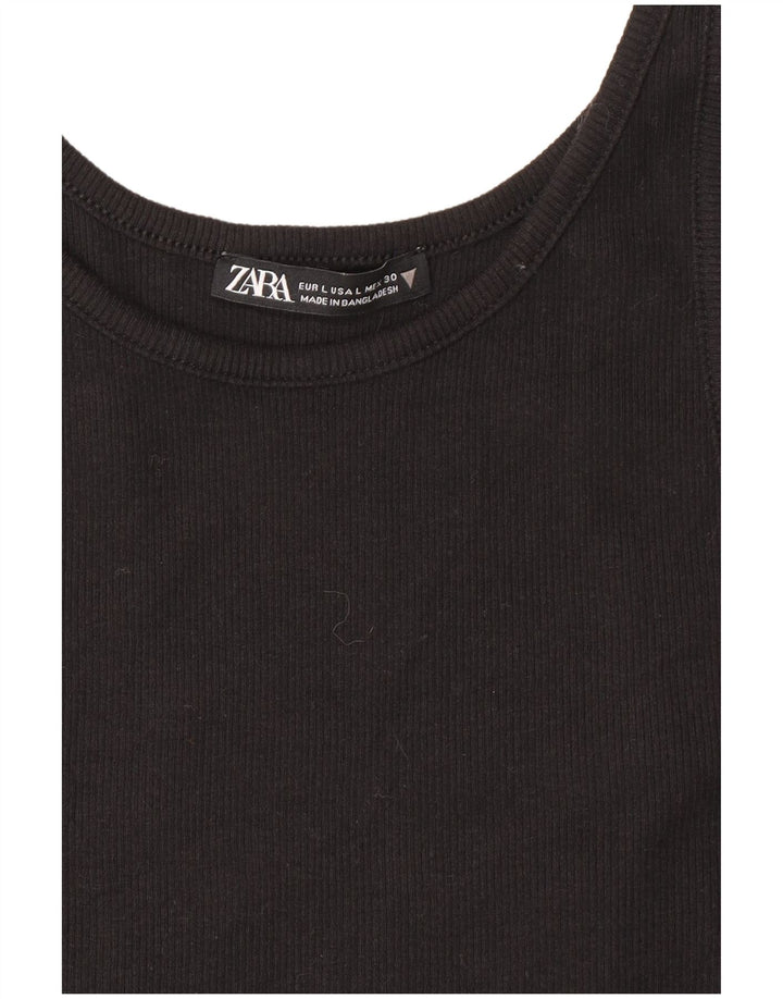 Zara Mujer Crop Chaleco Top Reino Unido 44 Grande Negro