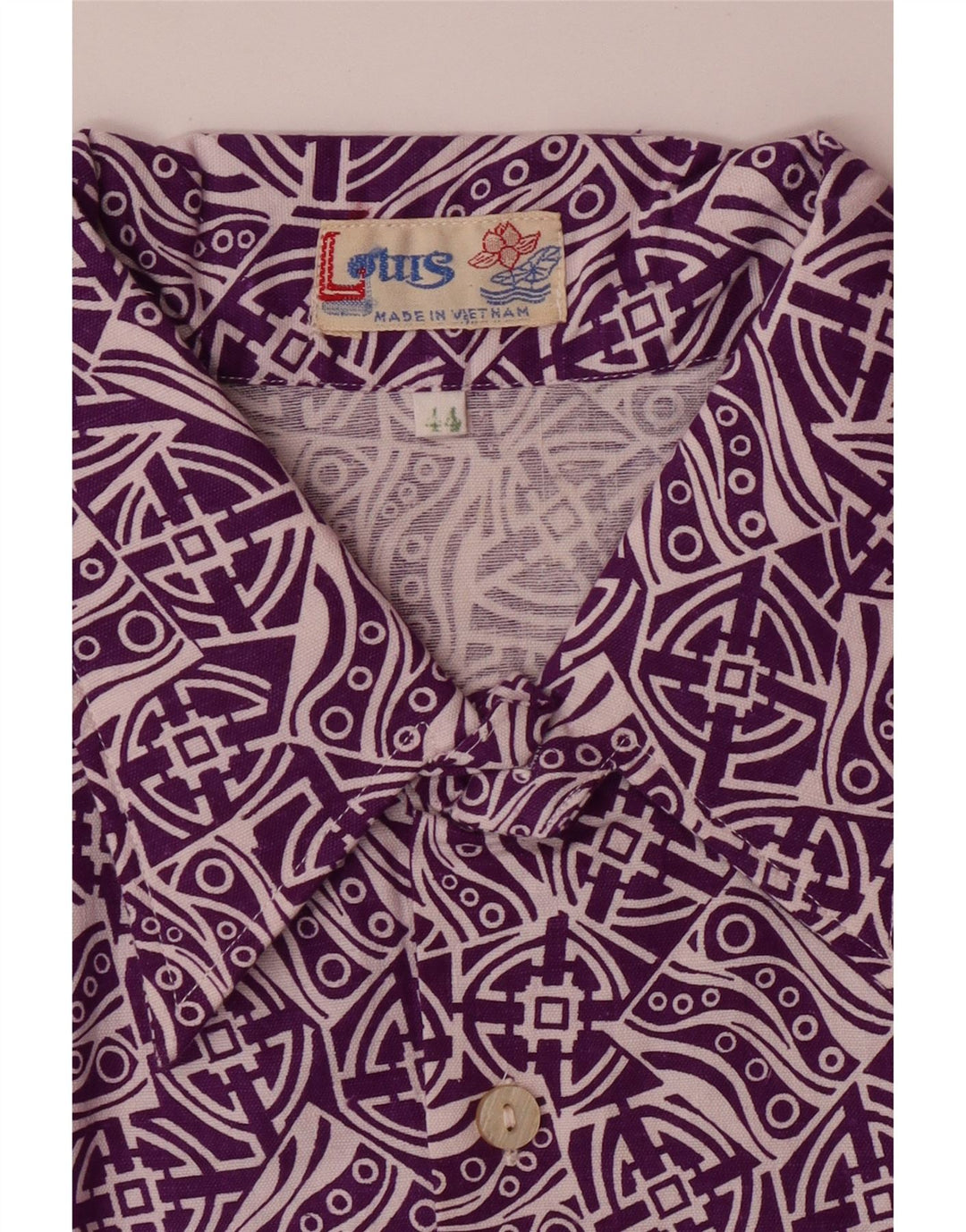 VINTAGE Hombres Patrón Abstracto Camisa Tamaño 44 XL Púrpura
