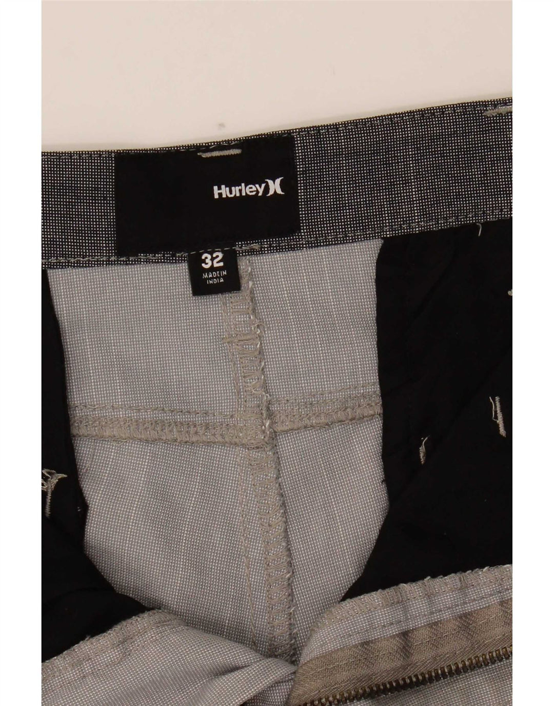 Hurley Pantalones cortos chinos para hombre W32 Poliéster gris medio